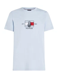 T-Shirt taubenblau / rot / schwarz