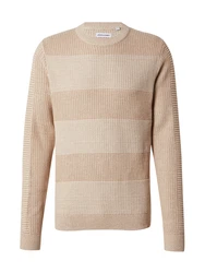 JACK & JONES Strickpullover HUGO beige/dunkelbeige