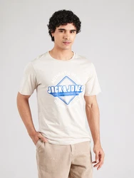 Jack & Jones T-Shirt JJELOGO TEE SS O-NECK 2 COL SS25 SN ecru/hellblau/wei