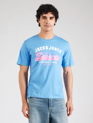 Jack & Jones T-Shirt JJELOGO TEE SS O-NECK 2 COL SS25 SN hellblau/rosa/wei