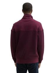 TOM TAILOR Sweatshirt mit Stehkragen mit Logo Badge cyclam/burgunder