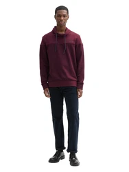 TOM TAILOR Sweatshirt mit Stehkragen mit Logo Badge cyclam/burgunder