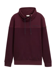 TOM TAILOR Sweatshirt mit Stehkragen mit Logo Badge cyclam/burgunder