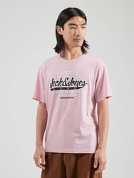 Jack & Jones T-Shirt JJELOGO TEE SS O-NECK 2 COL SS25 SN rosa/schwarz/weiß