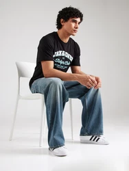 Jack & Jones T-Shirt JJELOGO TEE SS O-NECK 2 COL SS25 SN pastellblau/schwarz/weiß