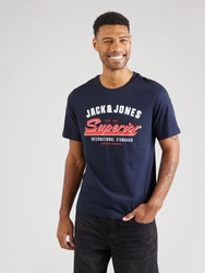 Jack & Jones T-Shirt JJELOGO TEE SS O-NECK 2 COL SS25 SN nachtblau/rot/wei
