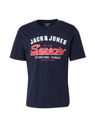 Jack & Jones T-Shirt JJELOGO TEE SS O-NECK 2 COL SS25 SN nachtblau/rot/wei