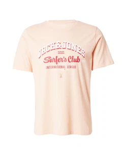 Jack & Jones T-Shirt JJELOGO TEE SS O-NECK 2 COL SS25 SN rosa/rot/weiß
