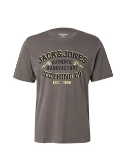 Jack & Jones T-Shirt JJELOGO TEE SS O-NECK 2 COL SS25 SN pastellgelb/schlammfarben/schwarz