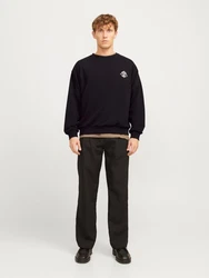 JACK & JONES Sweatshirt JJJACKIE MYSTIC schwarz/weiß