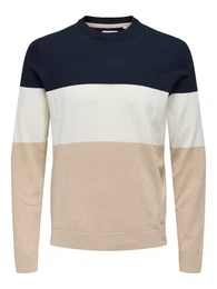 Pullover 'ONSREX' camel / marine / hellgrau
