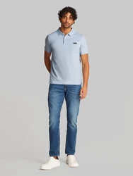 Calvin Klein Poloshirt STRETCH PIQUE SLIM BUTTON POLO blau