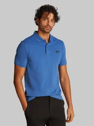 Calvin Klein Poloshirt STRETCH PIQUE SLIM BUTTON POLO blau