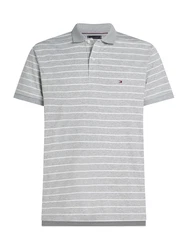 TOMMY HILFIGER Poloshirt SEASONAL graumeliert/weiß