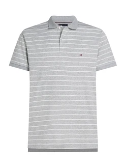 TOMMY HILFIGER Poloshirt SEASONAL graumeliert/weiß
