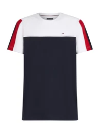 T-Shirt nachtblau / rubinrot / wei