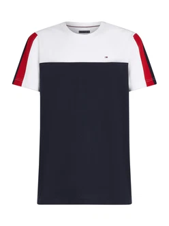 TOMMY HILFIGER T-Shirt marine / rubinrot / weiß