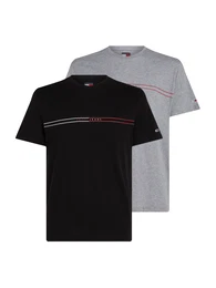 T-Shirt graumeliert / cranberry / schwarz / wei