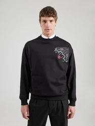 HUGO Sweatshirt 'Derumkek' rot/schwarz/weiß