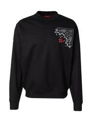 HUGO Sweatshirt 'Derumkek' rot/schwarz/weiß