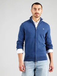 Gant Strickjacke CASUAL COTTON ZIP CARDIGAN blaumeliert