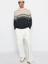 Trendyol Pullover Herren beige/hellbeige/anthrazit