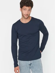 Trendyol Herren T-Shirt Basic indigo
