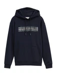TOM TAILOR Sweatshirt Hoodie mit Logo Print Dunkelblau/Dunkelblau