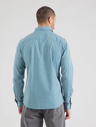 s.Oliver Langarmhemd Slim Fit Artwork petrol/weiß