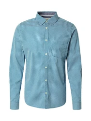 s.Oliver Langarmhemd Slim Fit Artwork petrol/weiß