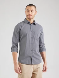 s.Oliver Langarmhemd Slim Fit Artwork navy/wei