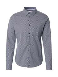 s.Oliver Langarmhemd Slim Fit Artwork navy/wei