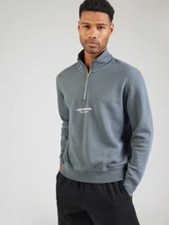 Jack & Jones Sweatshirt JORVesterbro Quarter Zip basaltgrau/weiß