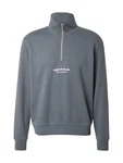 Jack & Jones Sweatshirt JORVesterbro Quarter Zip basaltgrau/weiß