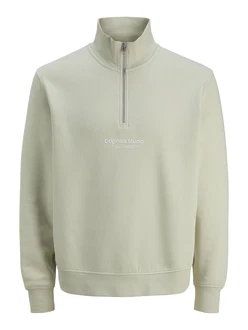 Jack & Jones Sweatshirt JORVesterbro Quarter Zip pastellgrn/weiß Jack & Jones Sweatshirt JORVesterbro Quarter Zip pastellgrn/weiß