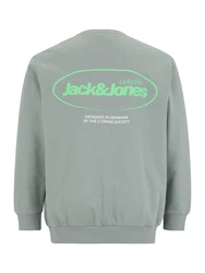 Jack & Jones Plus Sweatshirt 'JJEBRADLEY' limette/pastellgrün/weiß