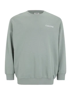 Jack & Jones Plus Sweatshirt 'JJEBRADLEY' limette/pastellgrün/weiß