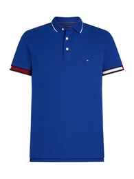 Poloshirt enzian / rot / offwhite
