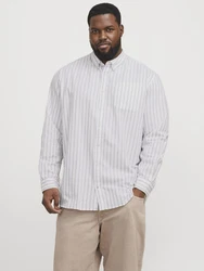Jack & Jones Langarmhemd Oxford dunkelbeige/weiß