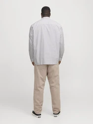 Jack & Jones Langarmhemd Oxford dunkelbeige/weiß