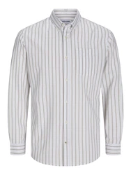 Jack & Jones Langarmhemd Oxford dunkelbeige/weiß