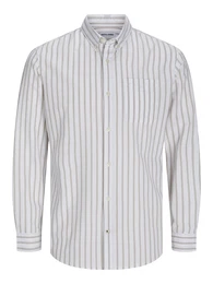 Plus Hemd 'Oxford' dunkelbeige / wei