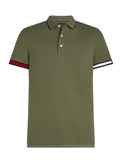 TOMMY HILFIGER Poloshirt khaki/rot/schwarz/weiß TOMMY HILFIGER Poloshirt khaki/rot/schwarz/weiß