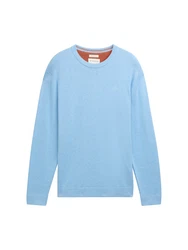 TOM TAILOR Strickpullover Basic Crewneck Knit himmelblau