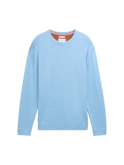TOM TAILOR Strickpullover Basic Crewneck Knit himmelblau