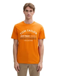 TOM TAILOR T-Shirt mandarine/schwarz/weiß