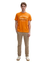 TOM TAILOR T-Shirt mandarine/schwarz/weiß