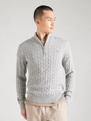 Gant Strickpullover Troyer COTTON CABLE HALF ZIP hellgrau