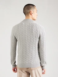 Gant Strickpullover Troyer COTTON CABLE HALF ZIP hellgrau