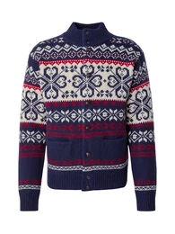 Strickjacke beige / navy / rot